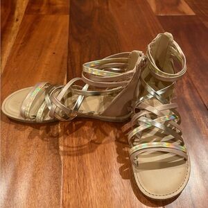 Cat & Jack Elegant Girl’s Gladiator Sandals in Tan, Silver & Iridescent Colors